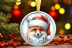 Winter Fox Christmas Ornament Sublimation PNG Product Image 3