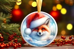 Festive Fox Christmas Ornament Sublimation PNG Product Image 2