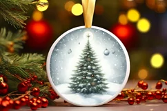 Christmas Tree Round Ornament Sublimation PNG Product Image 3