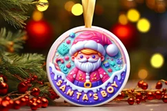 Santa's BOY Round Ornament Sublimation PNG Product Image 3