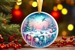 Birds Round Ornament Sublimation PNG Product Image 3