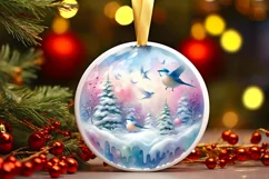 Birds Round Ornament Sublimation PNG Product Image 3