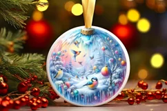 Birds Round Ornament Sublimation PNG Product Image 3