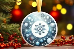 Snowy Snowflake Christmas Ornament Sublimation PNG Product Image 1