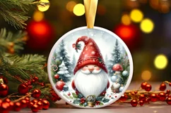Gnome Round Ornament Sublimation PNG Product Image 3
