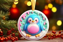 3D Christmas Penguin Ornament PNG Product Image 3