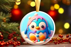 3D Christmas Penguin Ornament PNG Product Image 3