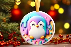 Penguin Christmas Ornament Sublimation PNG Product Image 3