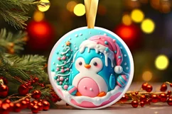 3D Christmas Penguin Ornament PNG Product Image 3