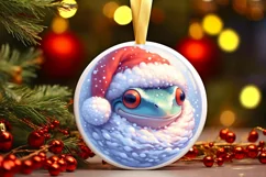 Cheerful Frog Christmas Ornament Sublimation PNG Product Image 2