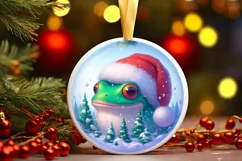 Festive Frog Christmas Ornament Sublimation PNG Product Image 1
