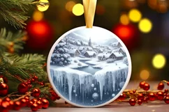 Town Round Ornament Sublimation PNG Product Image 3