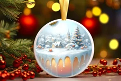 Town Round Ornament Sublimation PNG Product Image 1