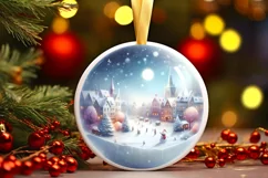Town Round Ornament Sublimation PNG Product Image 3