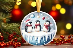 Penguins Winter Christmas Ornament Sublimation PNG Product Image 3