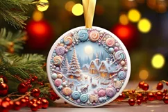 Round Christmas Ornament Sublimation|Clipart Product Image 2