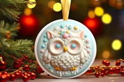 Owl Round Ornament Sublimation PNG Product Image 3