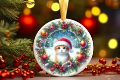 Cat Christmas Ornament Sublimation PNG Product Image 3