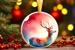 Reindeer Christmas Ornament Sublimation PNG Product Image 3