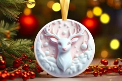 Elegant Deer Christmas Ornament Sublimation PNG Product Image 2