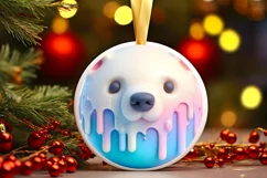Polar Bear Christmas Ornament Sublimation PNG Product Image 2