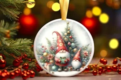 Christmas Gnome Round Ornament PNG Product Image 3