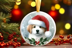 Centered Dog Christmas Ornament Sublimation PNG Product Image 3