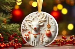 Charming Deer Christmas Ornament Sublimation PNG Product Image 2