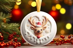 Elegant Deer Christmas Ornament Sublimation PNG Product Image 1