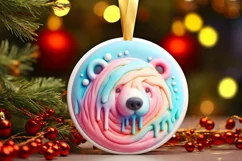 Polar Bear Christmas Ornament Sublimation PNG Product Image 3