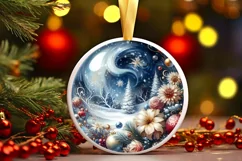 Flowers Round Ornament Sublimation PNG Product Image 3