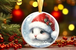 Bunny Winter Christmas Ornament Sublimation PNG Product Image 2