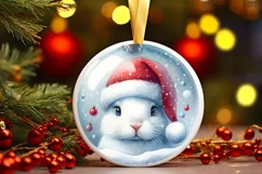 Enchanting Bunny Christmas Ornament Sublimation PNG Product Image 1