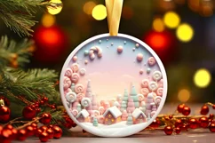 Round Christmas Ornament Sublimation|Clipart Product Image 1