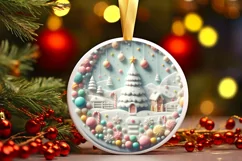 Round Christmas Ornament Sublimation|Clipart Product Image 1