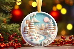 Winter Scene Christmas Ornament Sublimation PNG Product Image 3