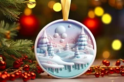 Winter Scene Christmas Ornament Sublimation PNG Product Image 3