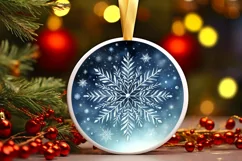 Snowflake Round Ornament Sublimation PNG Product Image 1