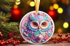 3D Owl Round Sticker Sublimation PNG Product Image 3