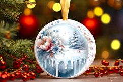 Winter Scene with Flowers Round Christmas Ornament Product Image 1