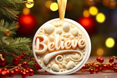Believe Type Treatment Christmas Ornament Sublimation PNG Product Image 3