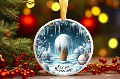 Round Christmas Ornament Sublimation|Clipart Product Image 2