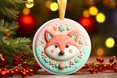 Fox Christmas Ornament Sublimation PNG Product Image 1