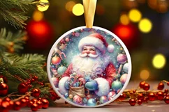 Centered Santa Christmas Ornament Sublimation PNG Product Image 1