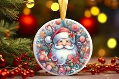 Centered Santa Christmas Ornament Sublimation PNG Product Image 3