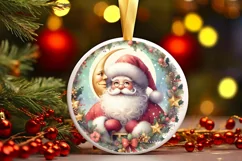 Centered Santa Christmas Ornament Sublimation PNG Product Image 1