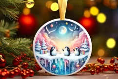 3D Winter Scene Christmas Ornament Sublimation PNG Product Image 1