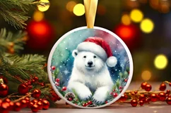 Colorful Polar Bear Christmas PNG Product Image 2