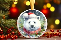 Colorful Polar Bear Christmas PNG Product Image 3