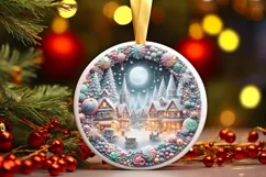 Round Christmas Ornament Sublimation|Clipart Product Image 2